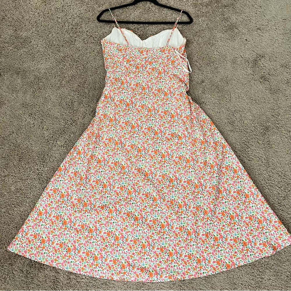 Princess Polly Floral Slip Midi Dress in White, Pink & Orange - Picture 5 of 8